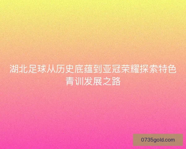 湖北足球从历史底蕴到亚冠荣耀探索特色青训发展之路