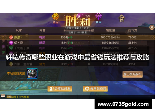 轩辕传奇哪些职业在游戏中最省钱玩法推荐与攻略